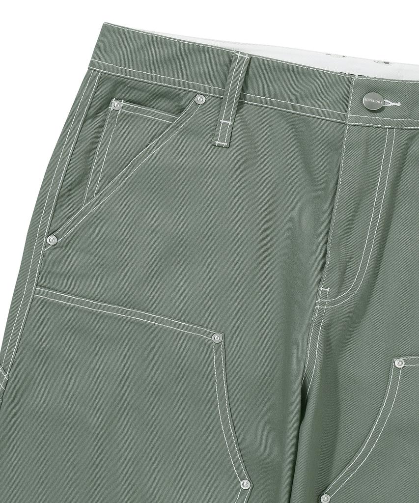 Syupeodeulai Double Knee Cotton Work Pants Khaki