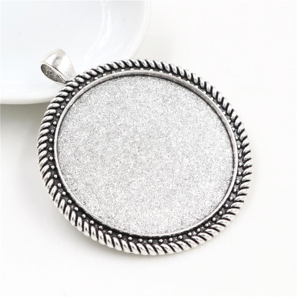 

5pcs/lot 40mm Inner Size Antique Bronze and Silver colors plated New Fashion Style Cabochon Base Setting Charms Pendant античный серебряного