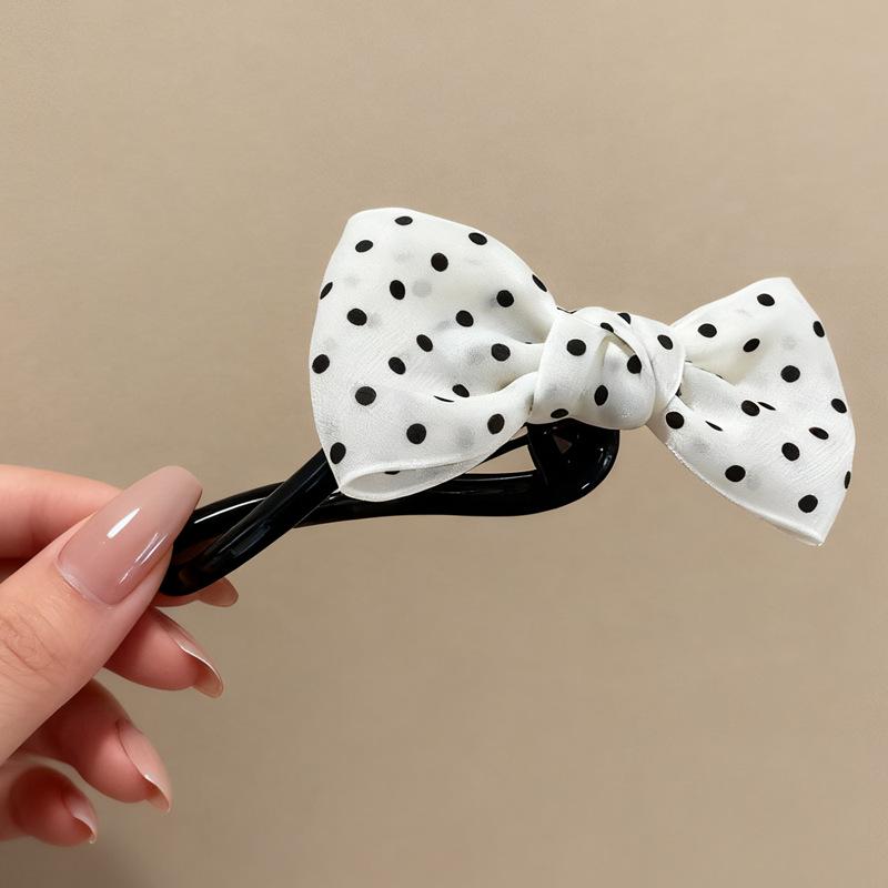 Korean Polka Dot Bow Elegant Hair Clip 2025