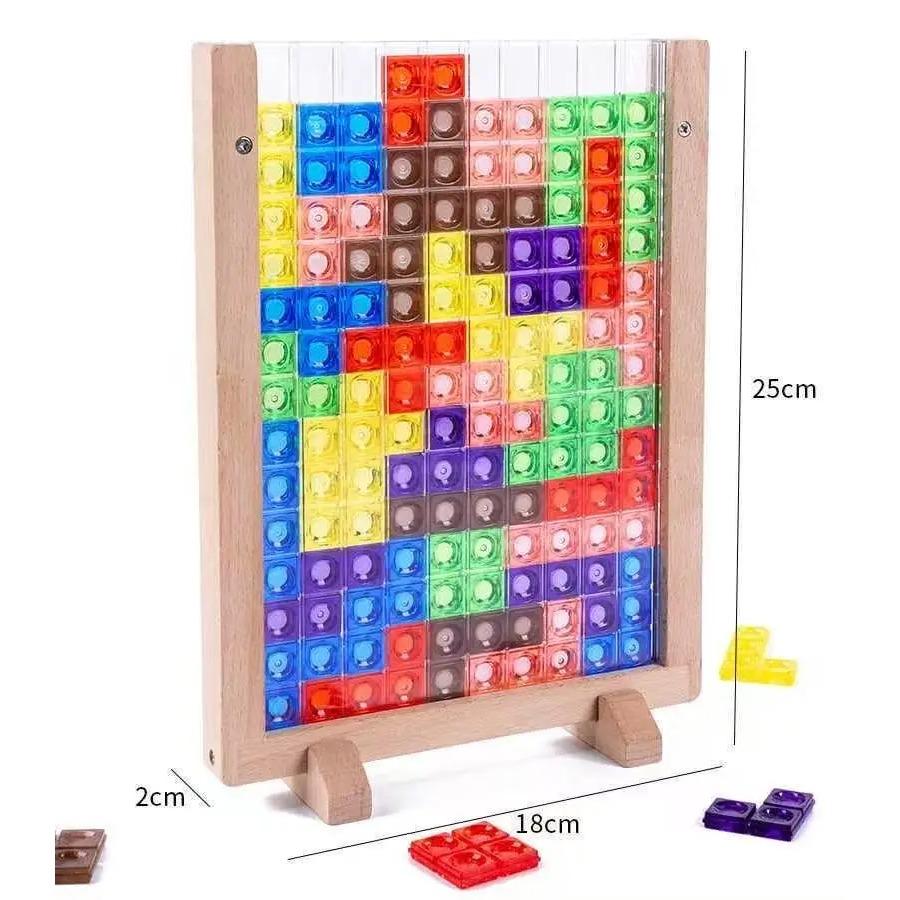 3D Transparent Tetris Puzzle Logic Thinking Brain Development Two-Player Tetris Logic Fun Educational Toy Two Versions Available