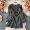 Spring and Autumn Women's Temperament Pure Desire Wind French Design Sense Niche Corduroy Dresses