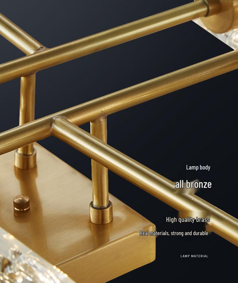 Nordic Luxury All-Copper LED Ceiling Lamp with Crystal Design