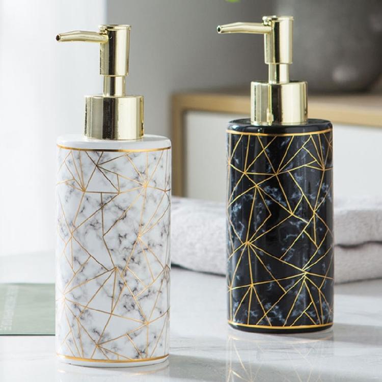 Stylish 300ml Marble Ceramic Soap Dispenser Bottle Empty Bottle Modern Bathroom Decors for Hand Sanitizer & Shampoo