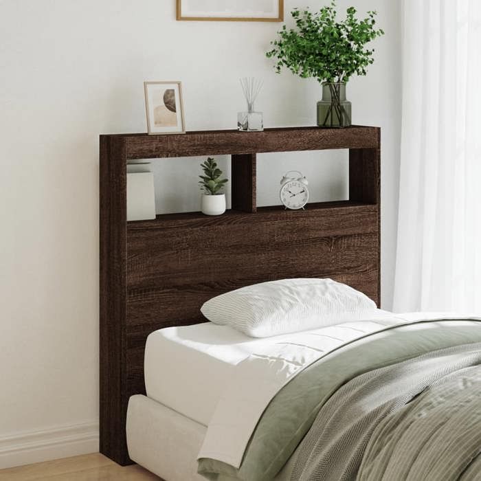 VidaXL Armoire Tête de Lit avec LED, Tête de Lit avec Compartiment, Meuble de Rangement Chambre à Coucher, Accessoire de 839188