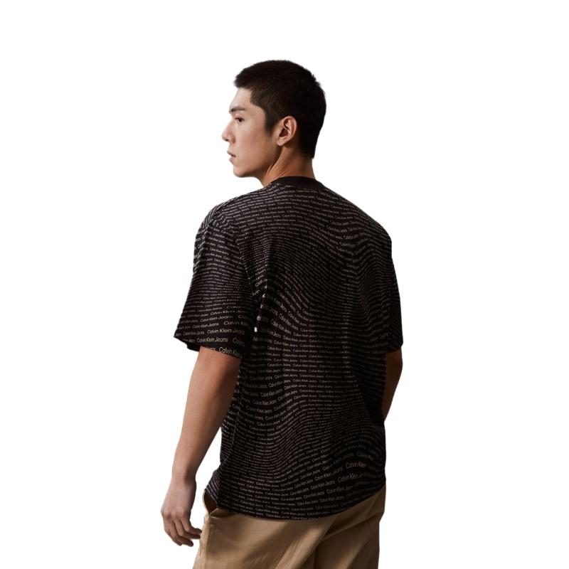 Calvin Klein Letter Print Loose Short Sleeve T-Shirt Men Tops Black J325428-0GP