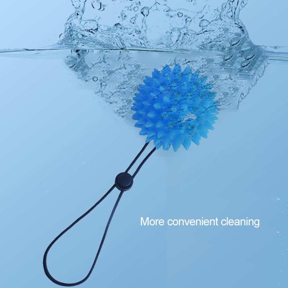 2Pcs Hand Balls for Exercise TPR Rugby Hedgehog Stress Relief Balls with Adjustable Wrist Strap for