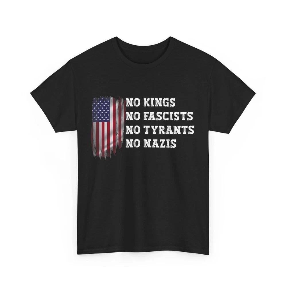 No Kings No Fascists No Tyran TShirt No Kings in America USA Flag Shirt S
