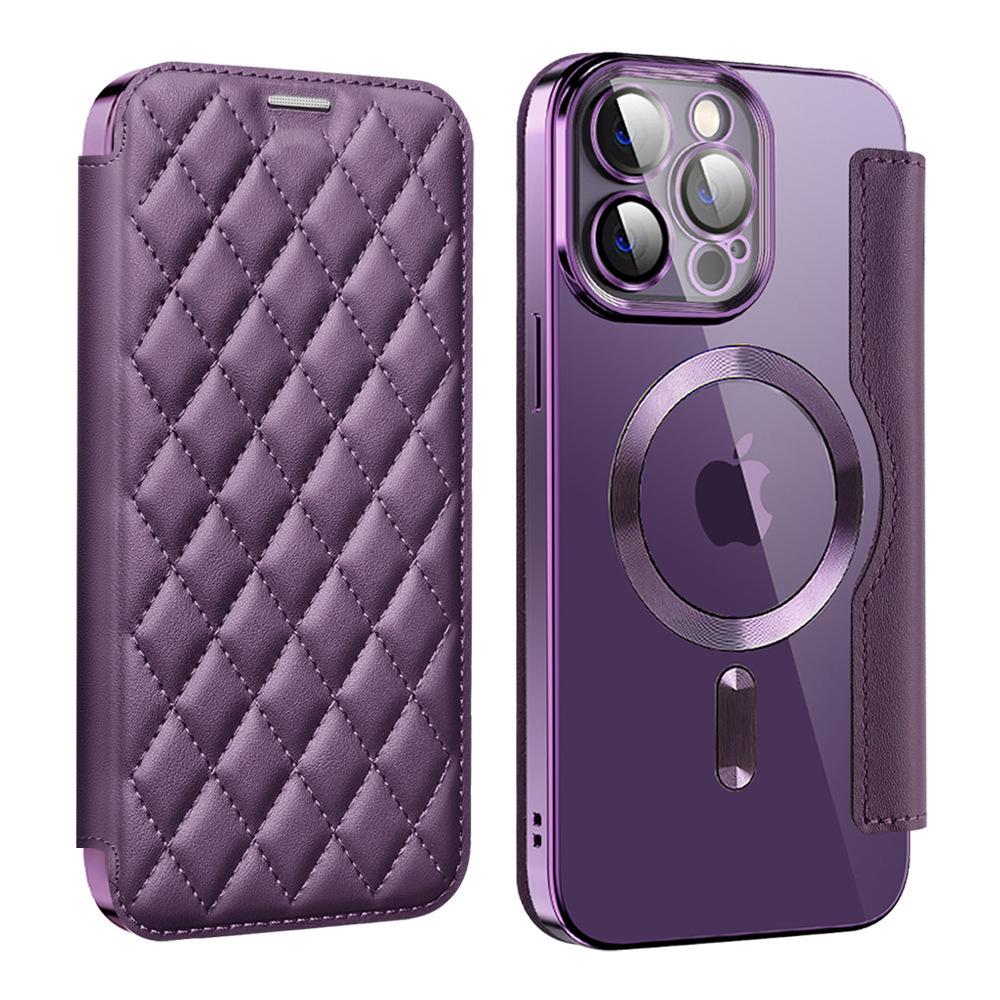 Applicable to Apple 11Promax mobile phone case Magnetic electroplating clamshell leather case S11ultra lens film protective case