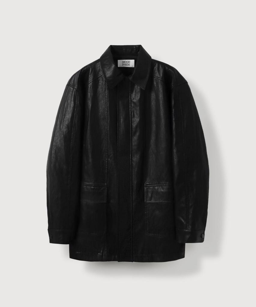 Mood Inside Field Leather Car Coat_Black