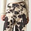 Women's Cow Patterned Printed Casual Jeans High Waisted Straight Vintage 90s Streetwear Female Casual Loose Tie Dye Denim Pants