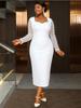 Autumn Winter Lace Long Sleeve Midi Dress Women Sweetheart Neck Bodycon Elegant Perfect for Cocktail Dinner Formal Party Gown