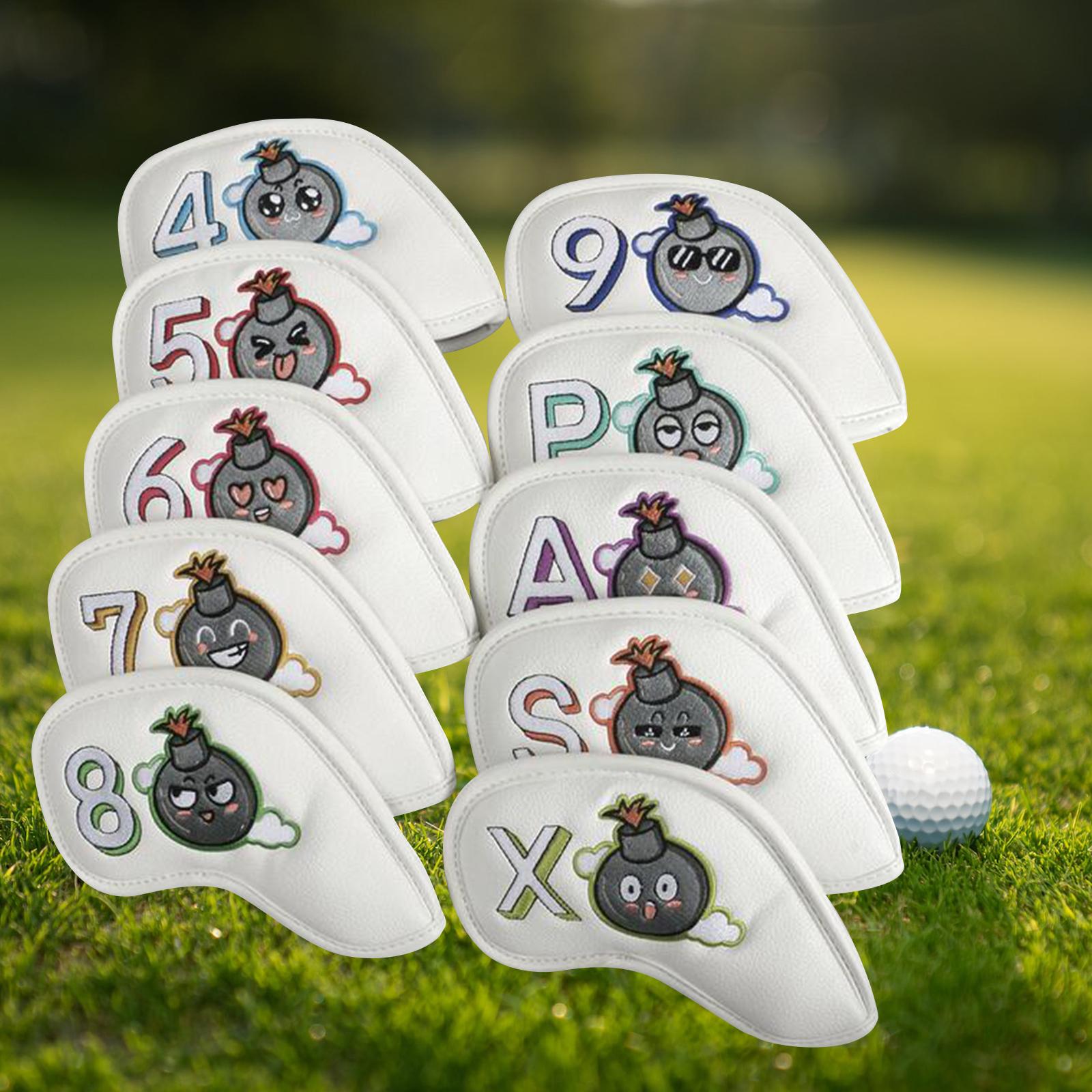 PU Leather Golf Iron Headcover Men Gift for Golfers Number Embroideried