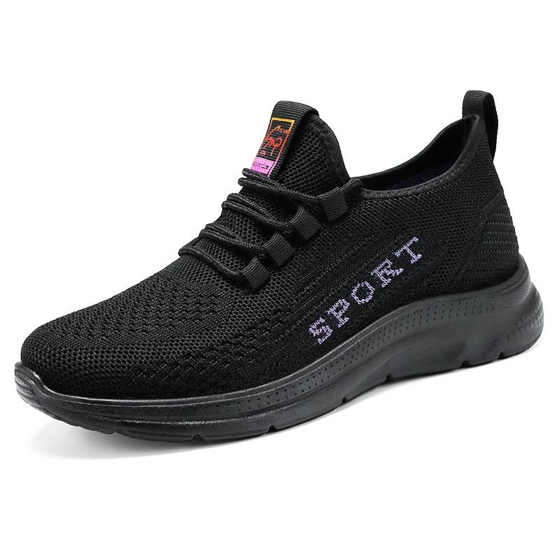 Shoes women's solid color versatile sports and leisure shoes women's shoes soft sole lightweight polyurethane fly-woven single shoes