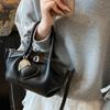 Trendy and Popular Lychee Pattern Bucket Bag, New Temperament Sense, Portable Shoulder Retro Messenger Bag Bag