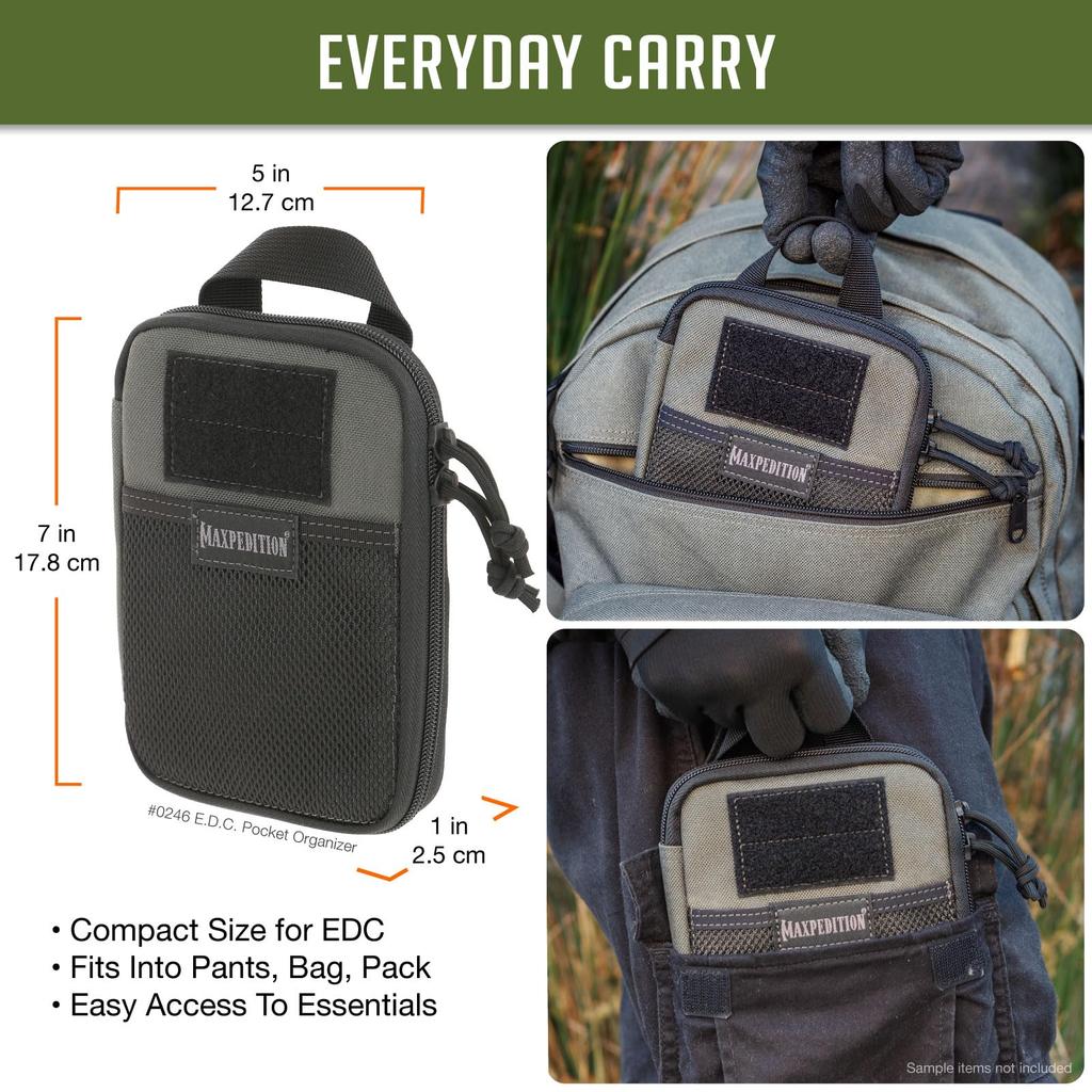 MAXPEDITION Pocket Organizer MOLLE 1000D Nylon Tactical Pouch for Everyday Carry Tool and Gear Storage for and Survival Use E.D.C. (Wolf Gray)