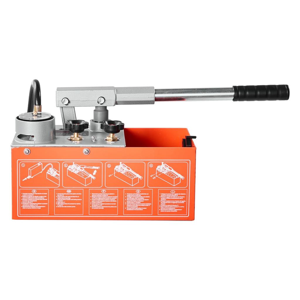 Hydrostatic Test Pump 6.06 L Hydraulic Manual Water Pressure Tester, Dual Valve Hydrostatic Water Pipe Leakage Pressure Test Pump Kit with Gauge &