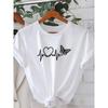 Women's Heart Butterfly Print Tee Round Neck Short Sleeve Spring Summer Autumn European American Casual Elegant Comfort Top