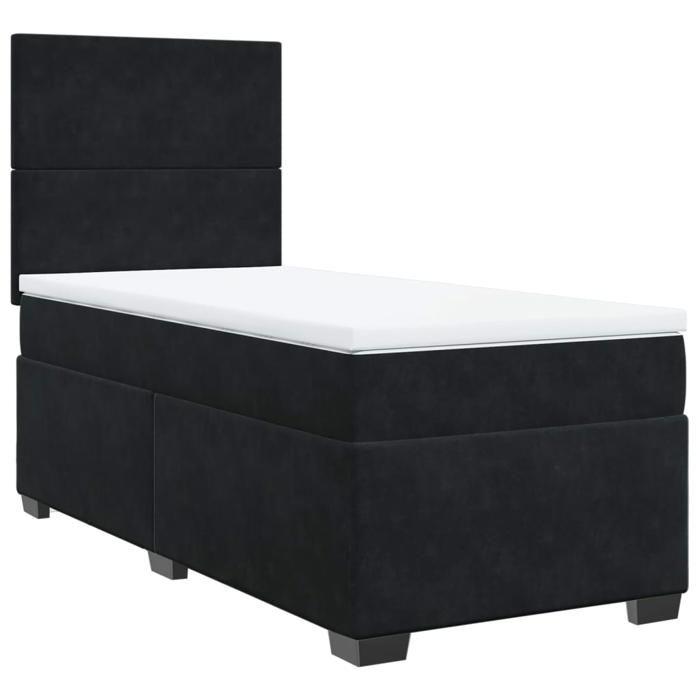VidaXL Sommier à lattes de lit avec matelas Noir 100x200 cm Velours 3290830