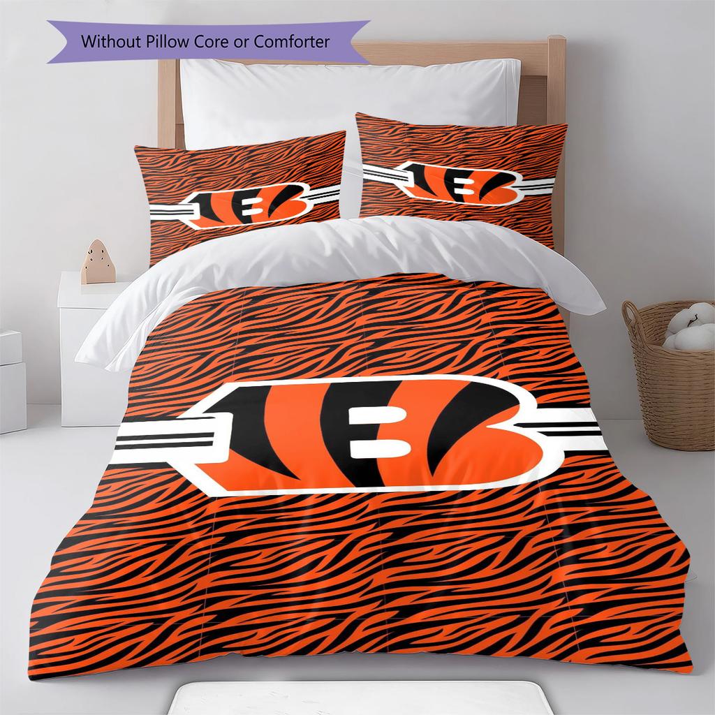 Cincinnati Bengals Pattern Bedding Set Quilt Cover Pillowcase Home Decor Gift (1 * duvet cover + 2 * pillowcase, without core)