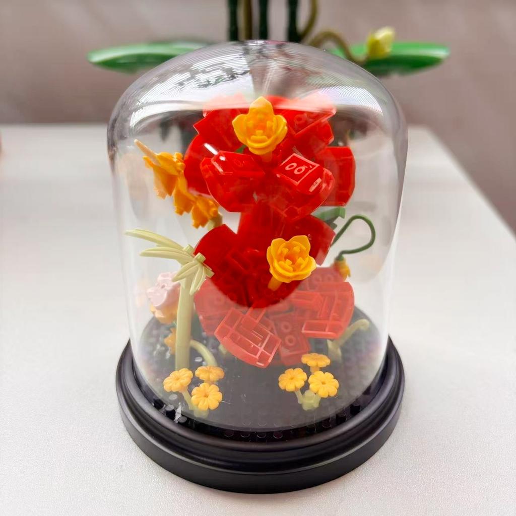 Building Block Rose Flower Desktop Decoration Holiday Gift