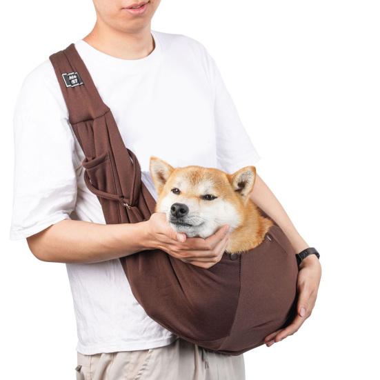Marsupio Regolabile per Cani con Tasca Gancio di Sicurezza Borsa per Animali a Mani Libere Trasportino Traspirante per Animali Piccoli a Tracolla Portatile da Viaggio all'Aperto
