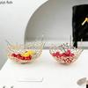 Light Luxury Hollow Metal Fruit Plate Decorative Plate Storage Tray Ornament Snack Bowl Candy Dish Dim Sum Dish Dessert Plates