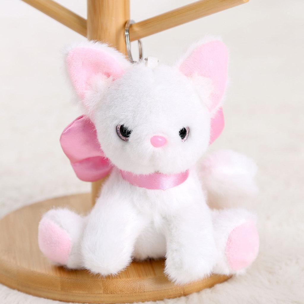 

Плюшевая игрушка-кошка с коротким ворсом для аксессуара на рюкзак белый