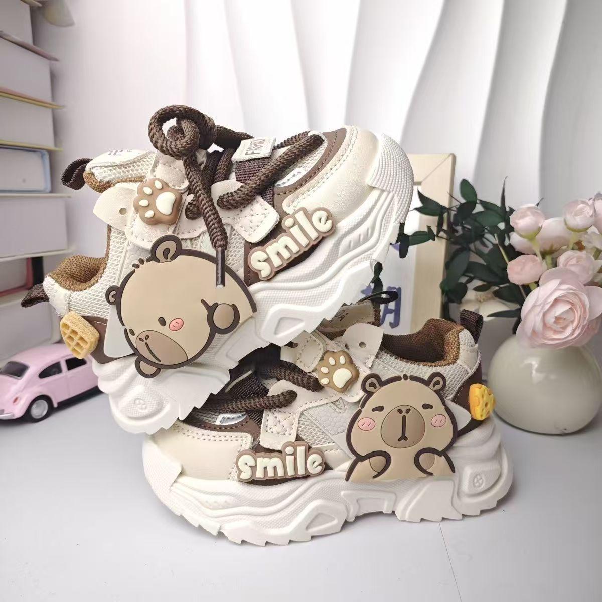 Capybara 2025 Kids Soft Sole Sneakers - Boys Girls Spring/Summer Casual Shoes Size 27, Inner Length 17cm