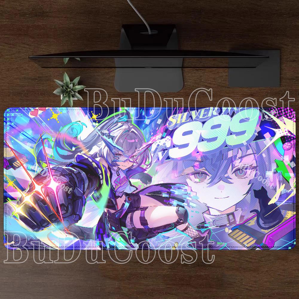 Silver Wolf LV.999 HSR Honkai Star Rail Large XXL Mousepad Overlock Keyboard Anime Girl Kawaii Mouse Pad PC HD Printing Desk Mat