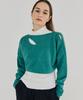 THEFRHT Cutout Two-Way Wool Crop Top (Teal)