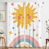 2PCS Digital Print Curtains, Smiley Sun Rainbow, Kids Cartoon