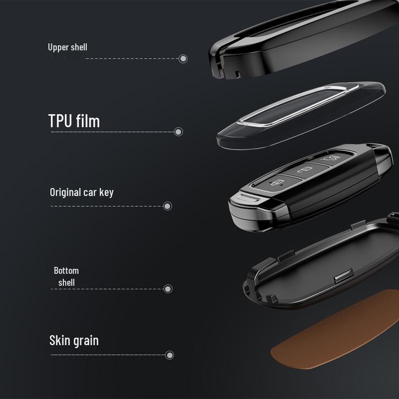 Bilnyckelskydd för Beijing Hyundai Mistra, Elantra, ix35, Festa, ix25 - Metall-läderväska med spänne.