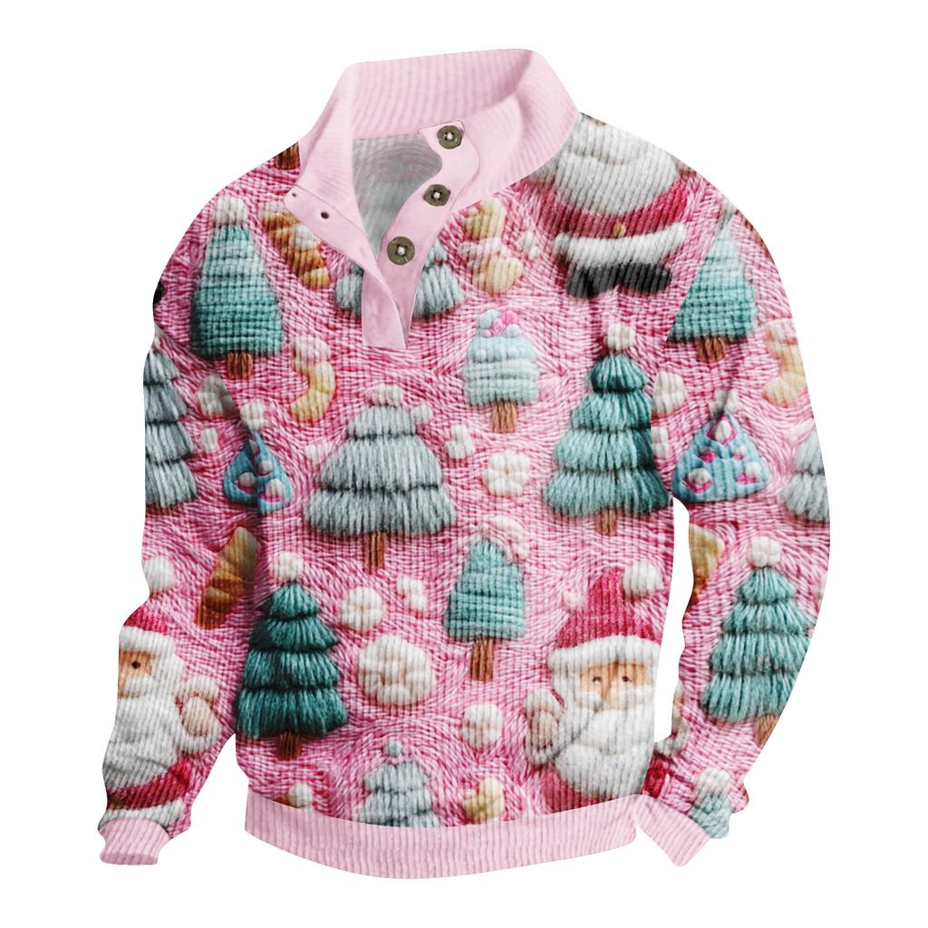 Men's Christmas Print Corduroy Button-Down Shirt