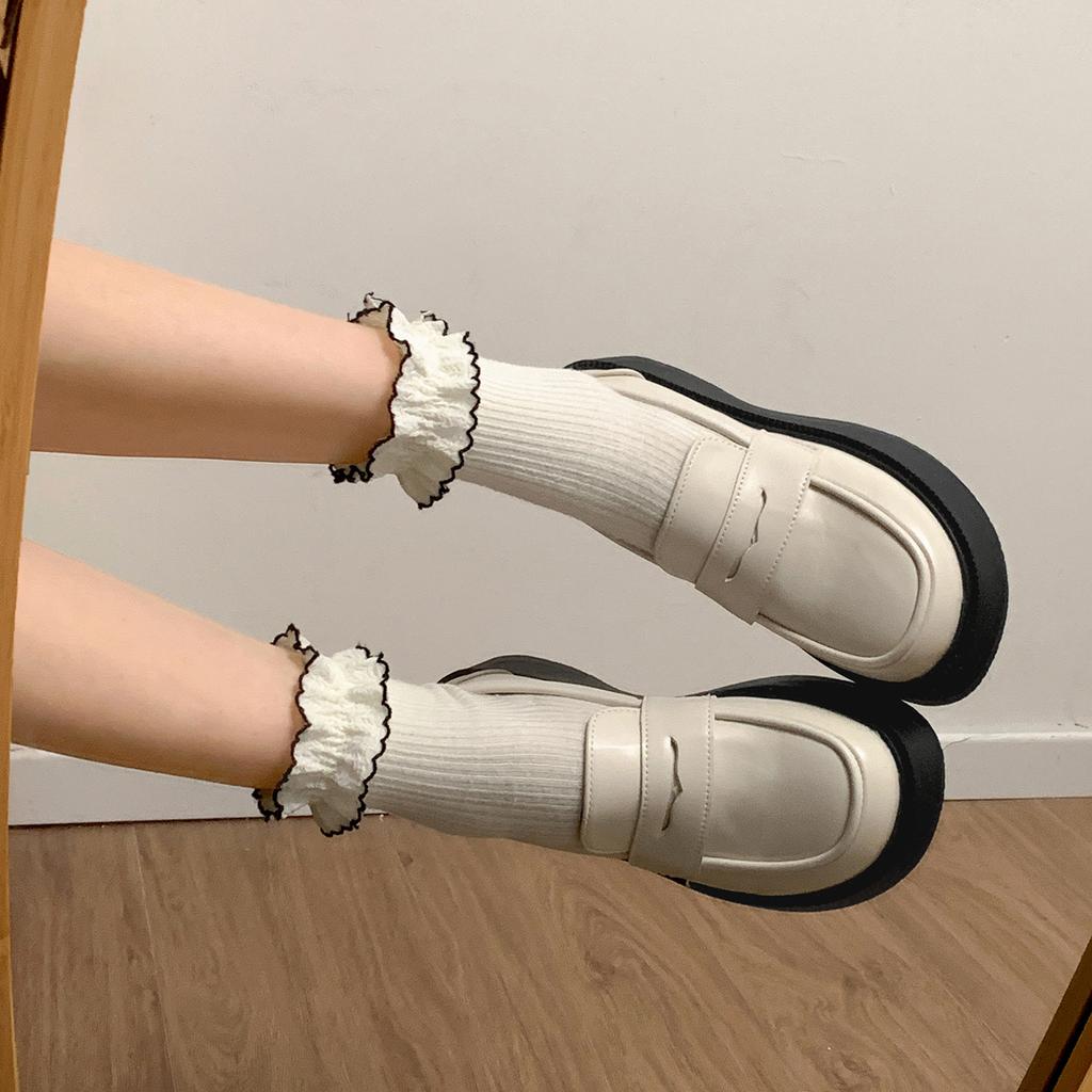 White French Hepburn style heightened platform small leather shoes women's 2025 new summer skirt soft-soled loafers