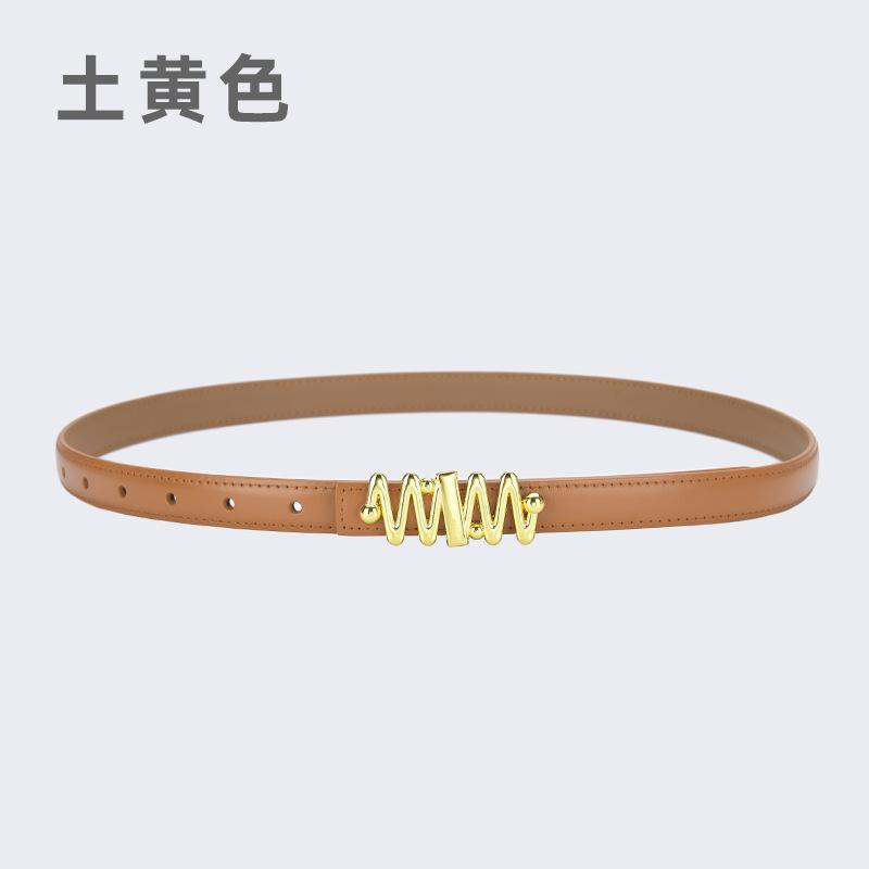 Belt Women'S Jeans Leather Simple Style Decoration Black Casual Thin Belt Tide