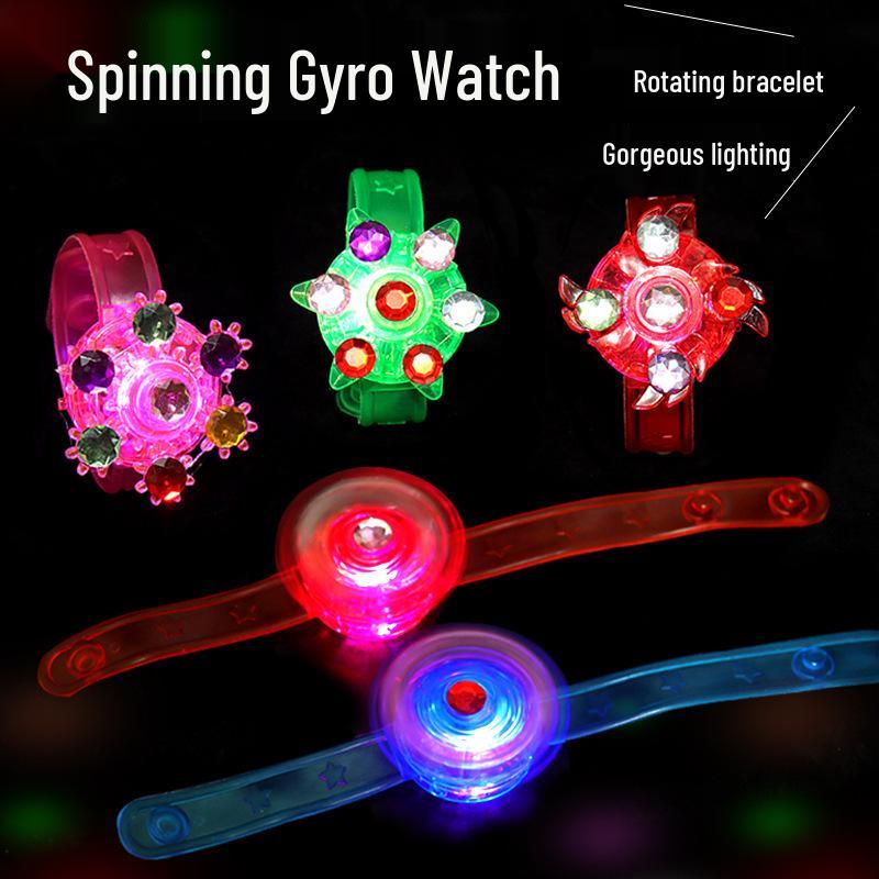 Flashing Glowing Spinning Top Watch with Ring & Bracelet for Kids