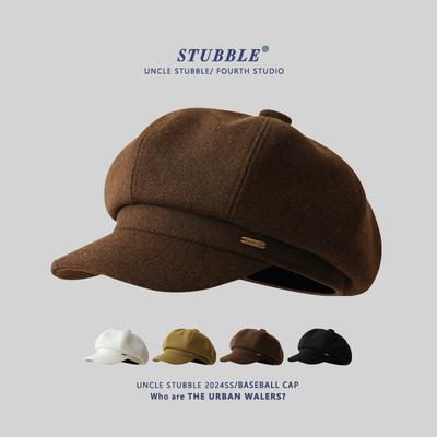 The New Woolen Octagonal Cap Is A Versatile Korean Style Beret That Makes A Big Face Look Smaller It Also Features A Large Cap Top and A Newsboy Cap