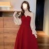 Premium Temperament Red Dress Women's Spring and Autumn Toasting Clothes Bridal Engagement Dress Return Casual Clothes