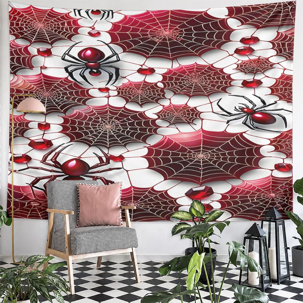 "Red Spiders and Webs Design Tapestry" Pattern Wall Hanging Tapestry Decorative Tapestry Home Decor for Bedroom and Living Room