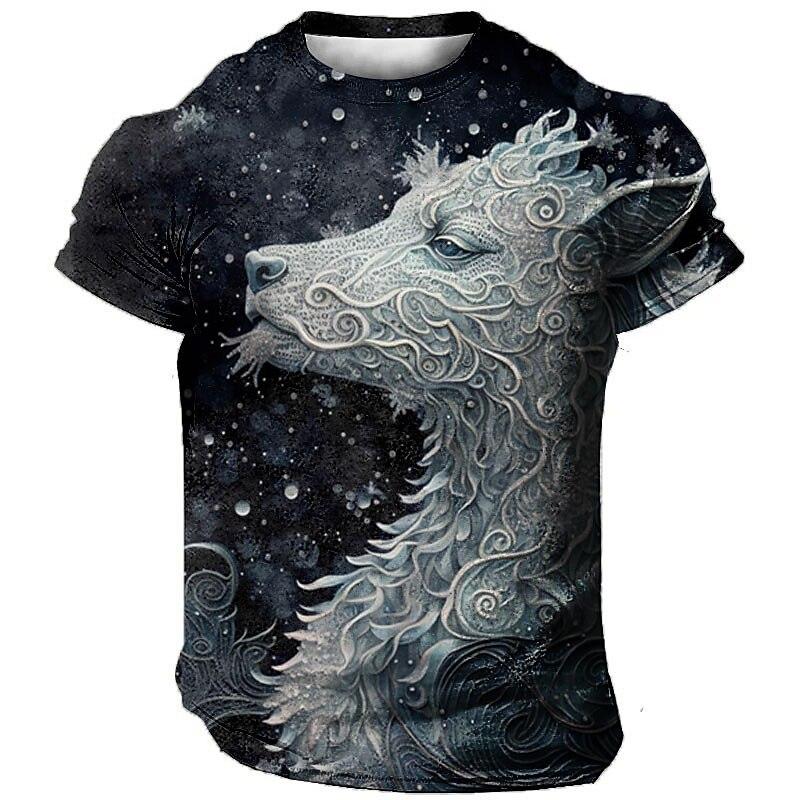 Animal Men'S T-Shirt 3d Tiger Print Fierce Beast Men Clothing Summer Casual Short Sleeved Street Cool Tops Tee Oversized T Shirt