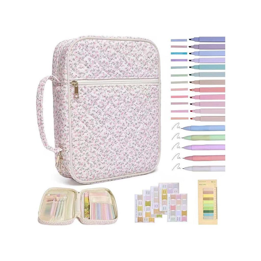 Large Capacity Quilted Cotton Book Storage Bag - Portable, Dustproof Cover