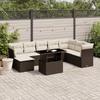 Vidaxl 9-Cz. Garden Furniture Set With Cushions, Brown, Poly Rattan