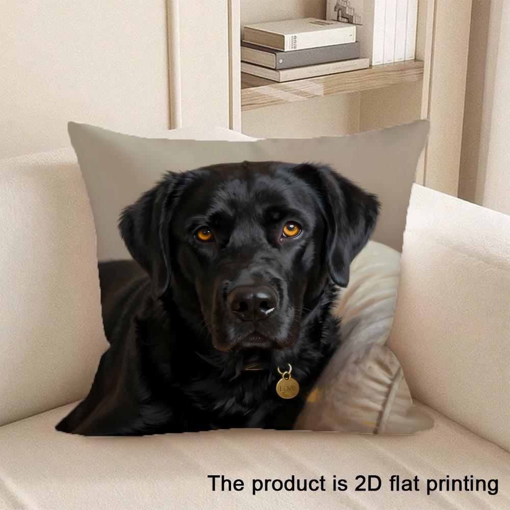 1pc Adorable Pet-themed 2D Flat Printing Pillowcases Sofa Cushion Cover Home Bedroom Room Decoration