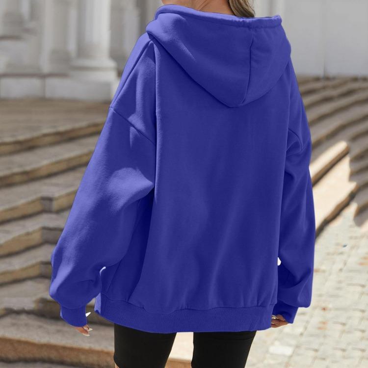 Fashion Womens Zipper Hooded Cardigan Sweatshirt Casual Loose Fleece Jacket