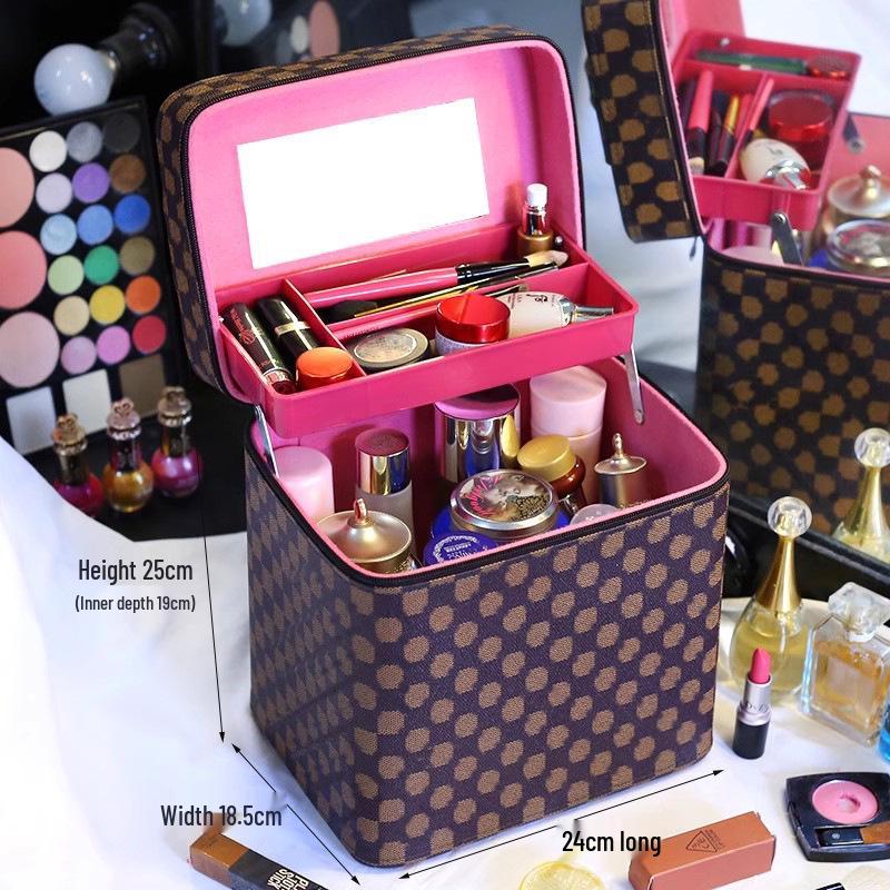 Große Kosmetiktasche für Damen mit Spiegel - 2025 Neues High-End Kosmetik-Aufbewahrungsetui