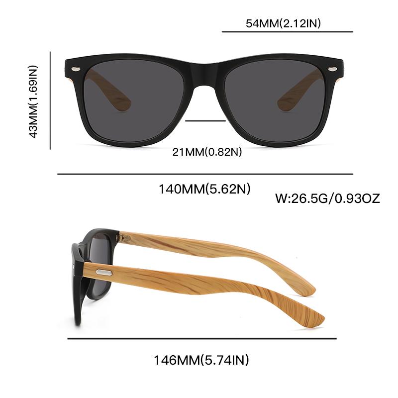 2PCS Retro Square Sunglasses Bamboo-Like Temple Silver Rivet Accents UV400 Unisex Gift for Outdoor & Daily Vintage Elegance
