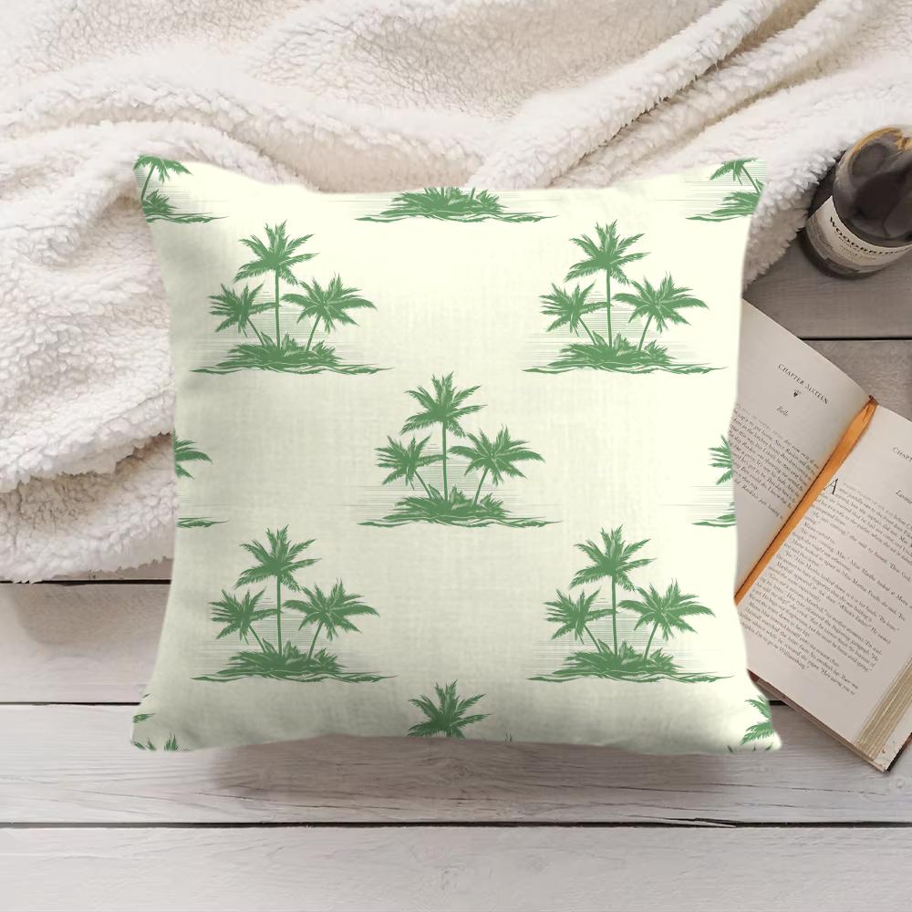 Palm Tree Pattern Cushion Cover Soft Short Plush Pillow Cover Smooth Cozy Texture Aesthetic Cushion Case Home Decor