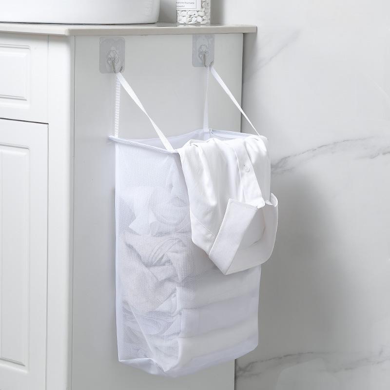 Wall Mounted Foldable Laundry Basket No Drilling Hanging Mesh Dirty Clothes Bag Bathroom Storage Hamper 748₽