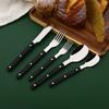 20 PCS Stainless Steel Flatware Set Service for 4, Retro Style  Tableware Forks Spoons Knives Eating Utensils, Acrylic Handle with Rivets Design