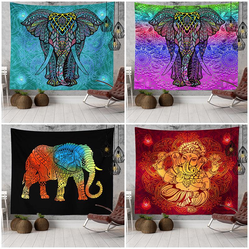 Home Decor Indian Ethnic Tapestry Hanging Elephant Digital Printing Tapestry Living Room Background Cloth Beach Towel